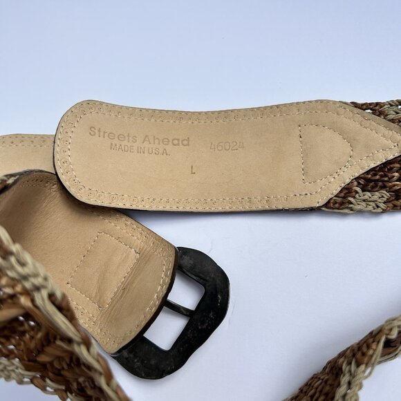 Vintage Streets Ahead Leather Hand-Crafted Studded Belt Large Western Boho main image 7